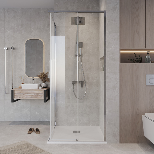 картинка Душевое ограждение Grossman Galaxy 300.K33.01.8080.10.00 (80х80х195) квадрат,раздвижная,хром,стекло прозрачное, 1 место от магазина Сантехстрой