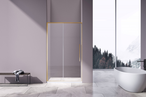 картинка Душевая дверь Slim-N VDS-4SN120CLG, 1200, брашированное золото, стекло прозрачное от магазина Сантехстрой