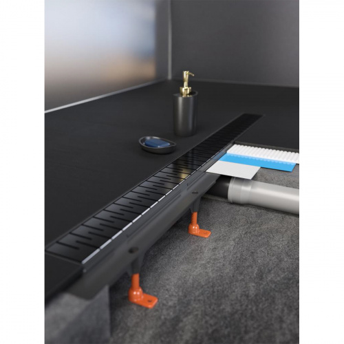 картинка Душевой лоток AZARIO D50 Medium 650 мм, боковой слив, пластиковый, перфорированная решетка, черный (AZ-CH 650/50 MC) от магазина Сантехстрой