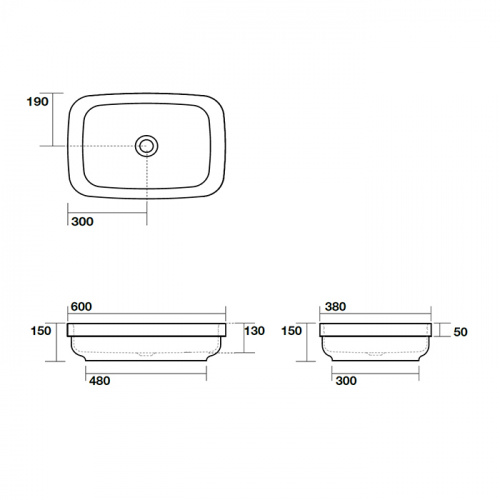 картинка Kerasan Tribeca Раковина встраиваемая/накладная 60х38см, без отверстия под смеситель, цвет: белый от магазина Сантехстрой