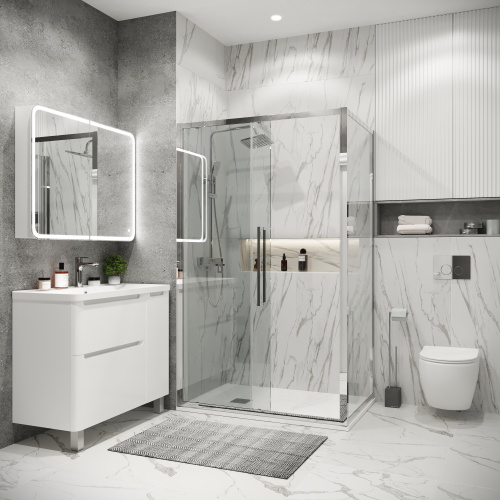 картинка Душевое ограждение Grossman Cosmo 100.K33.02.100.10.00-200.K33.02.80.10.00 (100х80х195) раздвижная,хром,стекло прозрачное,2 места от магазина Сантехстрой