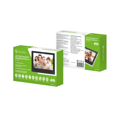 картинка Цветной монитор видеодомофона 7" формата AHD(1080P),  с сенсорным экраном,  детектором движения,  функцией фото- и видеозаписи (модель AC-438) от магазина Сантехстрой
