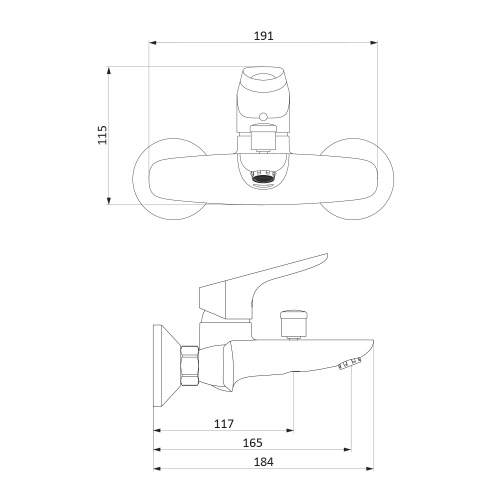 фото 771000001 jupiter, смеситель для ванны и душа, хром