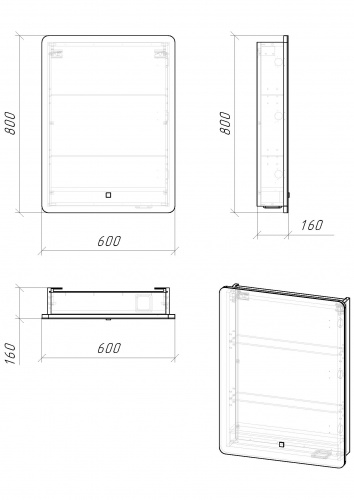 картинка Шкаф-зеркало "АДЕЛЬ-60 см" Пр. с LED подсветкой от магазина Сантехстрой