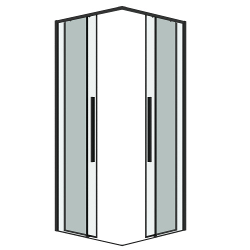 картинка Душевая перегородка 1/2 Grossman Galaxy 1/2.K33.01.11.21.00 (110х195) черный матовый,стекло прозрачное, 1 место от магазина Сантехстрой