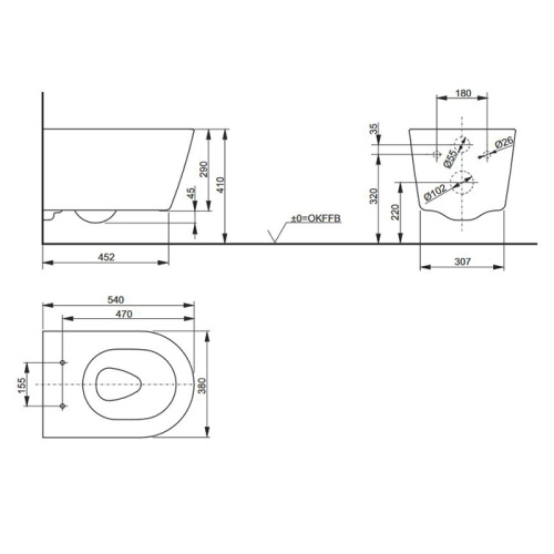 картинка TOTO RP Унитаз подвесной 540*380*335 мм, без сиденья ,цвет: белый от магазина Сантехстрой