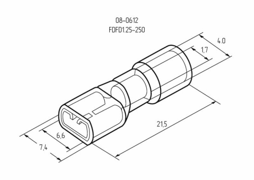 картинка Клемма плоская полностью изолированная РППи-м 1.5-(6.3)/РпИмп 1,25-250 гнездо 6.6 мм 0.5-1.5 мм² REXANT от магазина Сантехстрой