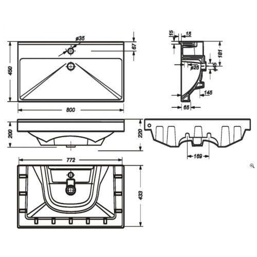 картинка Раковина Sanita Luxe Fest 80, белая (FST80SLWB01) от магазина Сантехстрой