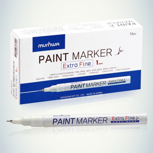картинка Маркер-краска Extra Fine Paint Marker 1мм,  нитрооснова,  белый MunHwa от магазина Сантехстрой