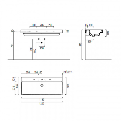картинка Раковина GSI Nubes 120 9624111 Белая от магазина Сантехстрой
