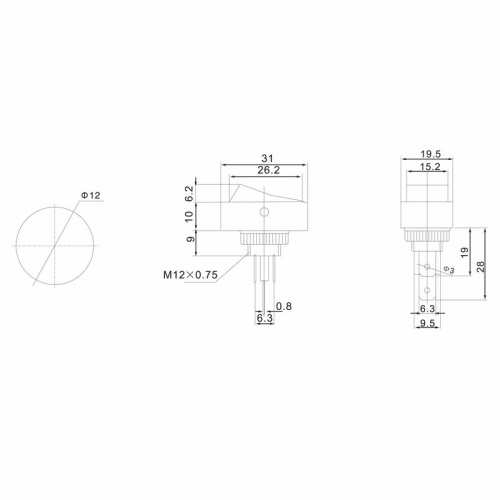 картинка Выключатель клавишный 12V 30А (3с) ON-OFF черный ОВАЛ с красной подсветкой (RWB-523, ASW-20D-2) REXANT от магазина Сантехстрой