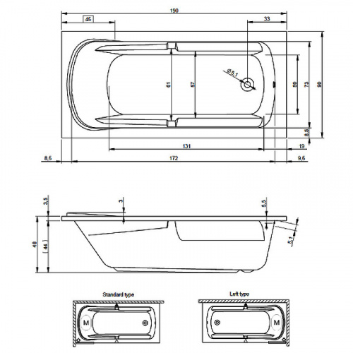 картинка Акриловая ванна Riho Future 190x90 B075001005 (BC3200500000000) без гидромассажа от магазина Сантехстрой