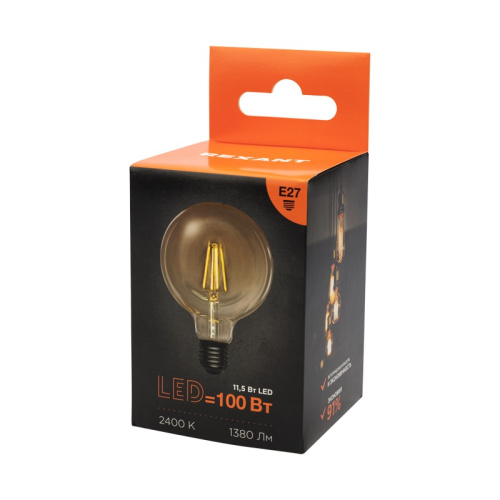 картинка Лампа филаментная LOFT GLOBE A125 11,5Вт 1380Лм 2400K E27 золотистая колба REXANT от магазина Сантехстрой