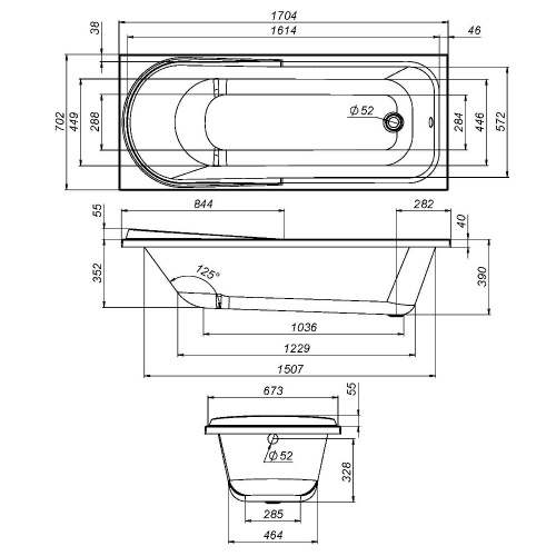картинка W80A-170-070W-R Like, каркас для ванны A0 170х70 см, шт от магазина Сантехстрой