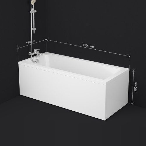 картинка W90A-170-075W-A Gem Ванна акриловая 170x75 от магазина Сантехстрой