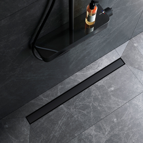 картинка W01SC-U11-090-04BM MasterFlow Трап для душа линейный универс затвор Tile 90см цвет черн мат от магазина Сантехстрой