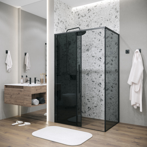 картинка Душевое ограждение Grossman Galaxy 100.K33.01.100.21.10-200.K33.01.80.21.10 (100х80х195) раздвижная,черный матовый,стекло тонированное,2 места от магазина Сантехстрой