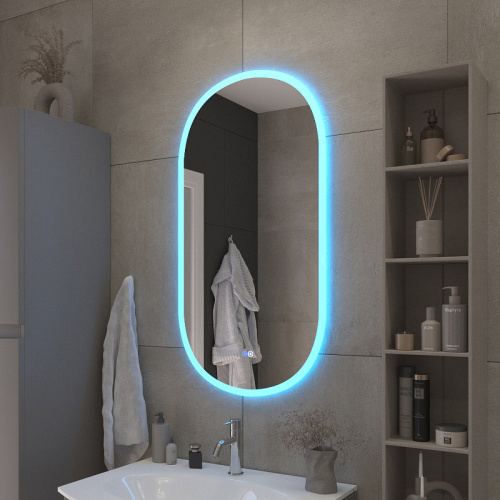 картинка Зеркало Cezares Ellisse 50 CZR-SPC-ELS-500-950-RGB-TCH с подсветкой с сенсорным выключателем и функцией памяти от магазина Сантехстрой