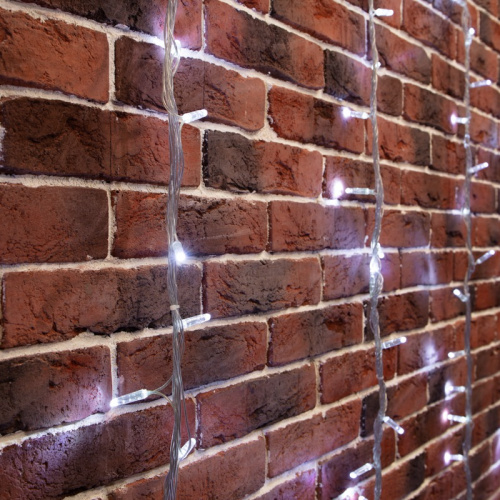 картинка Гирлянда Светодиодный Дождь 2х6м,  эффект водопада,  прозрачный провод,  24В,  диоды БЕЛЫЕ от магазина Сантехстрой