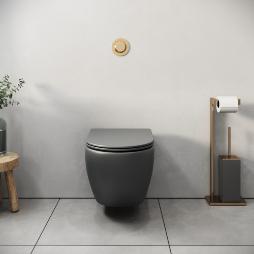 картинка Унитаз подвесной Grossman GR-4455GMSQ (485х360х320) безободковый,смыв торнадо,серый матовый с тонкой крышкой,микролифт,1 место от магазина Сантехстрой