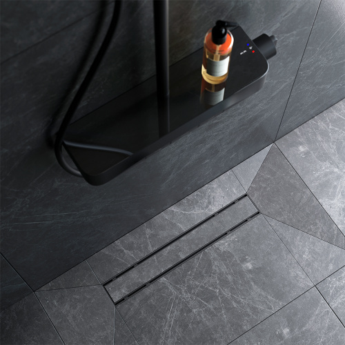 картинка W02SC-U11-050-04BM PrimeFlow Трап для душа линейный универс затвор Tile 50см цвет черн мат от магазина Сантехстрой