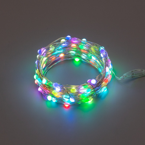 картинка Гирлянда Роса 10м,  100LED, RGB,  IP44, на батарейках 3хАА,  с пультом 44 режима NEON-NIGHT от магазина Сантехстрой