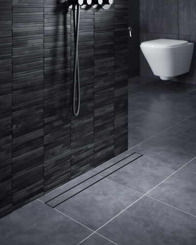 картинка Душевой лоток TIMO Drain System 900 с двусторонней панелью "plate" под плитку, Чёрный (DS230209/03) от магазина Сантехстрой