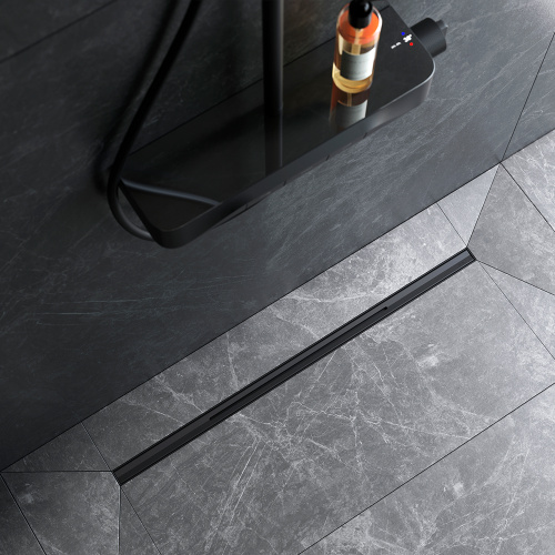 картинка W01SC-S11-080-05BM MasterFlow Трап для душа линейный универс затвор Slim line 80см цвет черн мат от магазина Сантехстрой