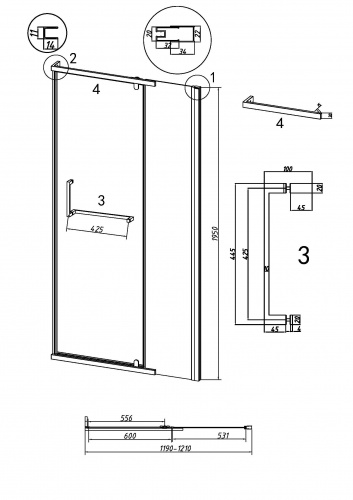 картинка Дверь в нишу Grossman Pragma 100.K33.03.120.10.00 (120х195) хром,стекло прозрачное,распашная, 1 место от магазина Сантехстрой