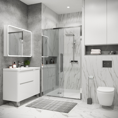 картинка Дверь в нишу Grossman Cosmo 100.K33.02.100.10.00 (100х195) хром,стекло прозрачное,раздвижная, 1 место от магазина Сантехстрой