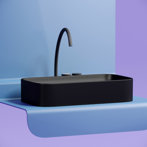 картинка CN6054MB Умывальник чаша накладная прямоугольная (цвет Чёрный Матовый) Element 705*380*122мм от магазина Сантехстрой