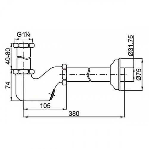 картинка Сифон универсальный AZARIO литой, без выпуска, G 1 1/4 латунь, хром (AZ-110-CHR) от магазина Сантехстрой