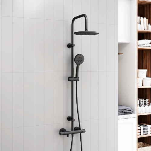 картинка D0710522 Futura душевая система с ванно душевым ТМС смесителем, черный от магазина Сантехстрой