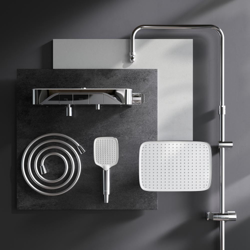 картинка F078F300 Func, душ.сис-ма: см-ль-полка д/ванны/душа с ТМС, душ.штанга, верхн. душ квадр., ручн.душ, от магазина Сантехстрой