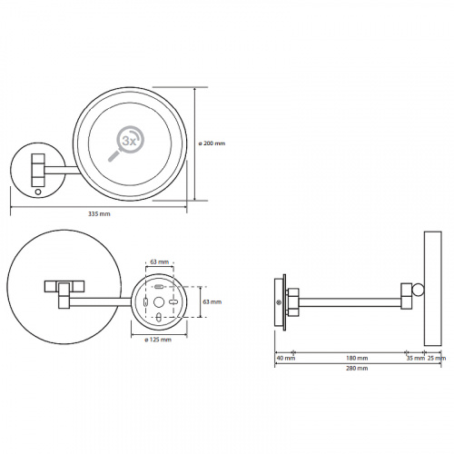 картинка 116201772 Косметическое зеркало d.200 мм с подсветкой LED (сенсорное) хром BEMETA от магазина Сантехстрой