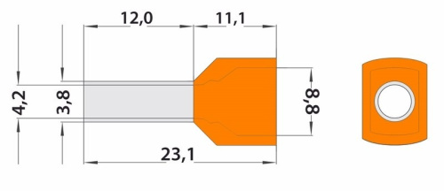 картинка Наконечник штыревой втулочный изолированный F-12 мм 2х4 мм² (НШВи(2) 4.0-12/НГи2 4,0-12) оранжевый REXANT от магазина Сантехстрой