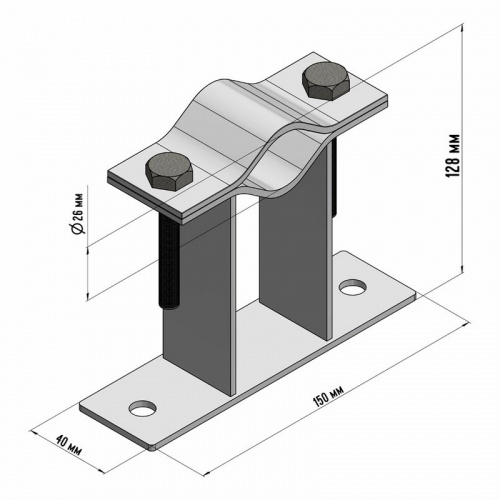 картинка Кронштейн для мачт плоский П-образный,  10см REXANT от магазина Сантехстрой