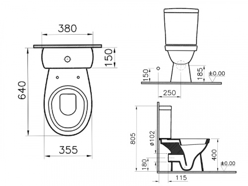 картинка Унитаз-компакт Vitra Norm Eisberg 355х640х805, быстросьемное сиденье дюропласт с микролифтом, белый (9844B099-7202) от магазина Сантехстрой