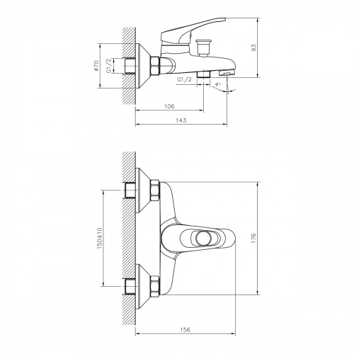 картинка Смеситель для ванны DECOROOM DR21 (DR21035) от магазина Сантехстрой