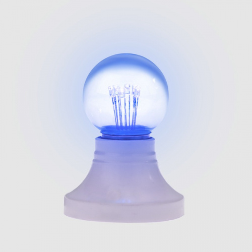 картинка Лампа шар e27 6 LED Ø45мм - синяя,  прозрачная колба,  эффект лампы накаливания от магазина Сантехстрой