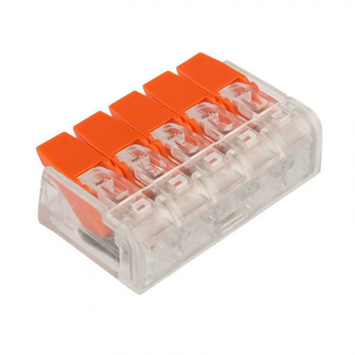 картинка Универсальная компактная клемма СМК 221-415, 5-проводная до 4,0 мм² (40 шт. /уп. ) REXANT от магазина Сантехстрой