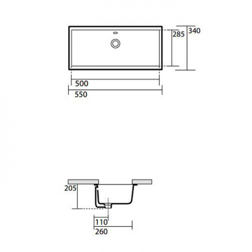 картинка KERASAN SLIM Раковина  встраиваемая под столешницу 500мм, цвет белый от магазина Сантехстрой