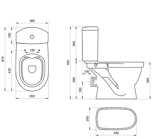 картинка 1.WH50.1.835 АЛЬКОР унитаз-компакт rimless (безободковый) 2РА ДС SC от магазина Сантехстрой