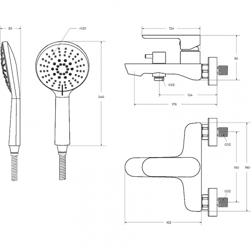 фото смеситель для ванны cezares stylus stylus-vd-nop черный матовый