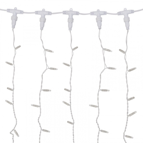 картинка Гирлянда Светодиодный Дождь 2х6м,  постоянное свечение,  прозрачный провод,  230 В,  диоды ТЕПЛЫЙ БЕЛЫЙ от магазина Сантехстрой