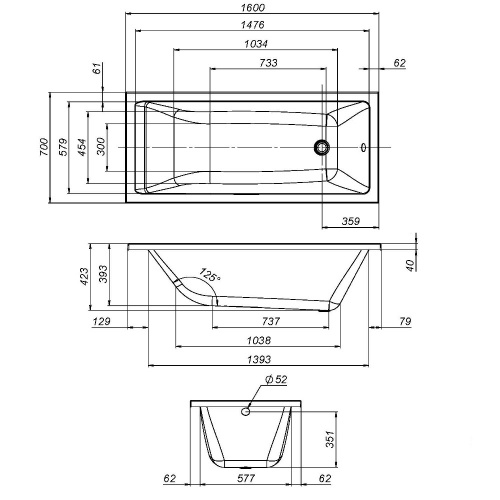 картинка W93A-160-070W-R Gem  каркас для ванны 160х70 см от магазина Сантехстрой