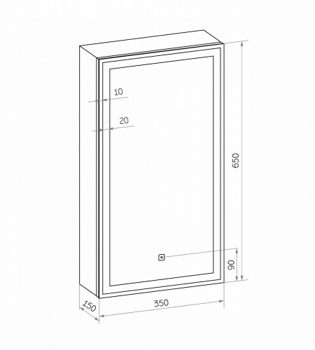 картинка Зеркало-шкаф с подсветкой ART&MAX TECHNO AM-Tec-350-650-1D-L-DS-F-Nero от магазина Сантехстрой