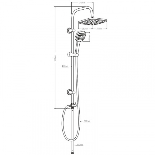 картинка D0712000 Norma душевая система  с квадратными лейками, хром от магазина Сантехстрой