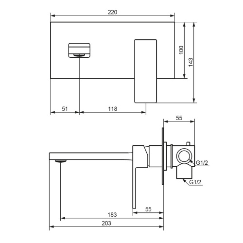 картинка 530260000 Gala  встраиваемый смеситель для умывальника, хром от магазина Сантехстрой