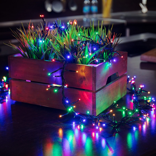 картинка Гирлянда Кластер LED 3 м,  темно-зеленый ПВХ IP20, 288 диодов,  цвет мультиколор от магазина Сантехстрой